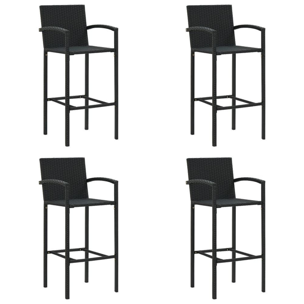 Vidaxl Barové stoličky 4 ks čierne polyratan